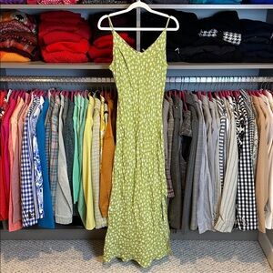 The Workshop green/white floral adjustable strap v neck maxi dress size S